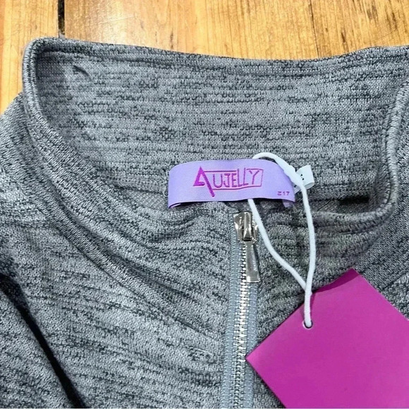 NWT AUJELLY 1/4 zip gray jacket with pockets size M - Picture 3 of 8